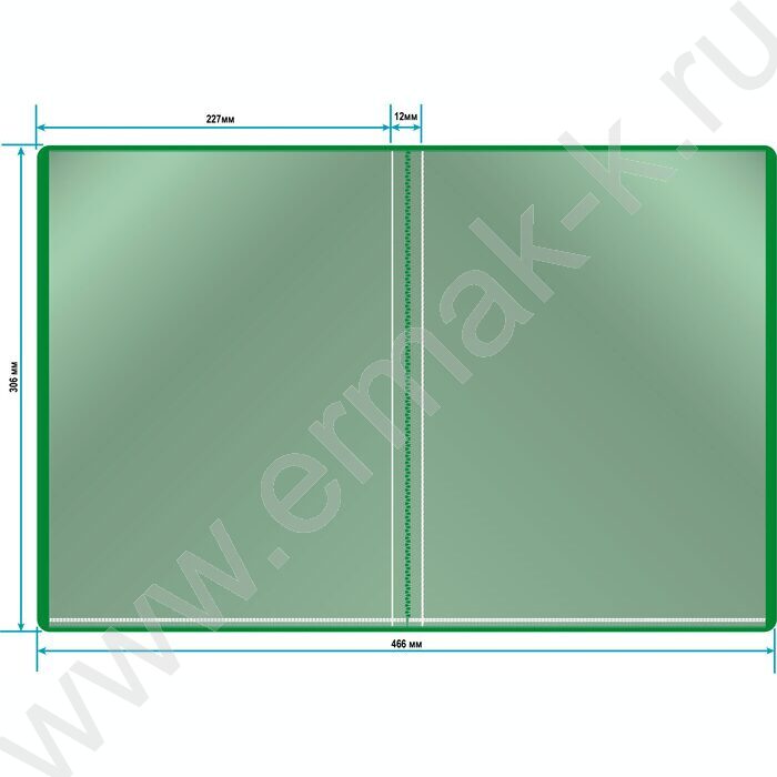 Папка  10 файлов зеленая 0,6мм карман торцевой с бумажной вставкой | Фото 4
