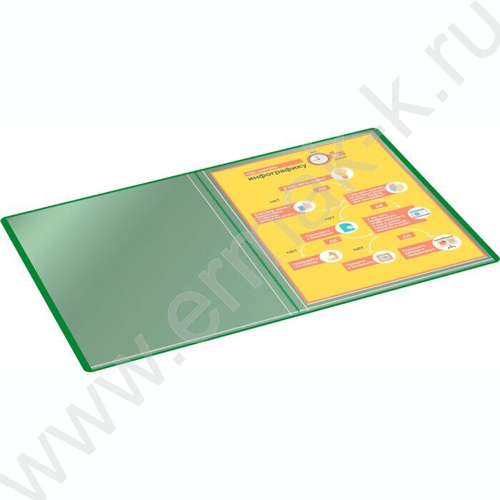 Папка  10 файлов зеленая 0,6мм карман торцевой с бумажной вставкой | Фото 6