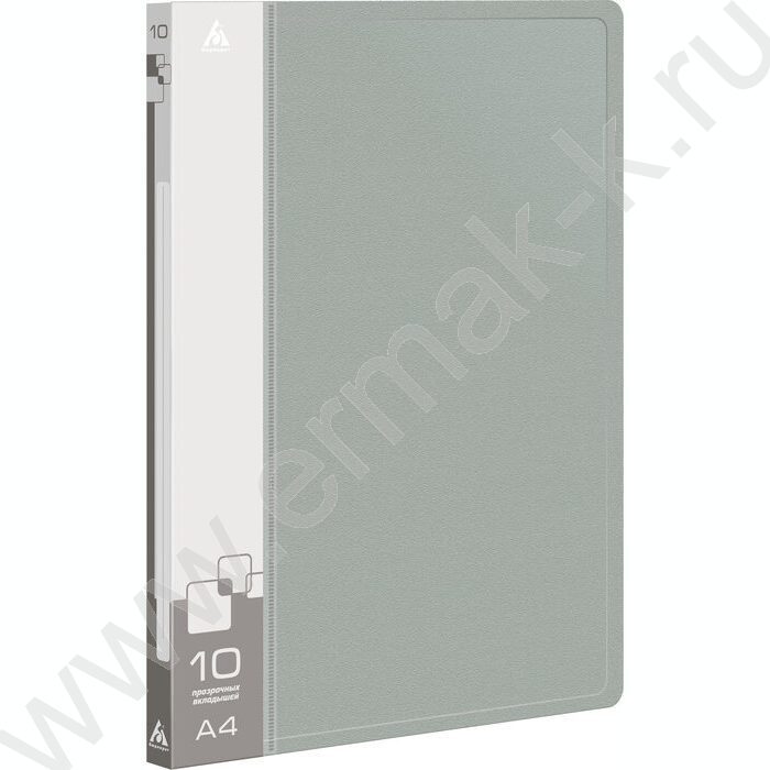 Папка  10 файлов серая 0,6мм карман торцевой с бумажной вставкой | Фото 1