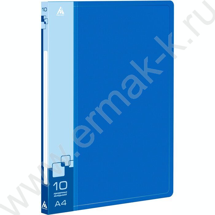 Папка  10 файлов синяя 0,6мм карман торцевой с бумажной вставкой | Фото 1