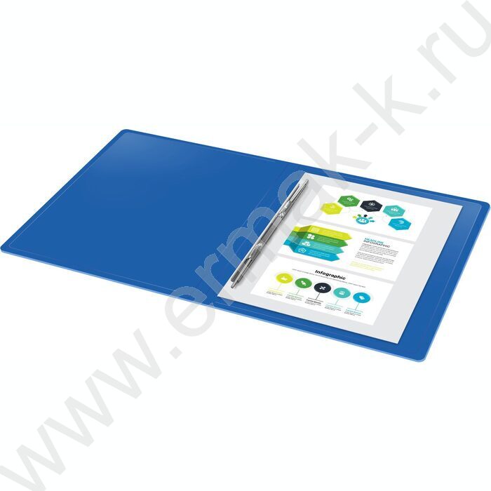 Папка с бок.пруж.скоросшивателем синяя 0,5мм торц.наклейка | Фото 5