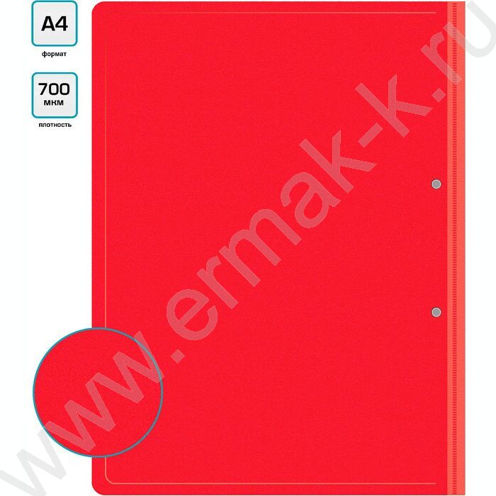 Папка с бок.прижимом красная 0,7мм карман внутренний и торцевой | Фото 5