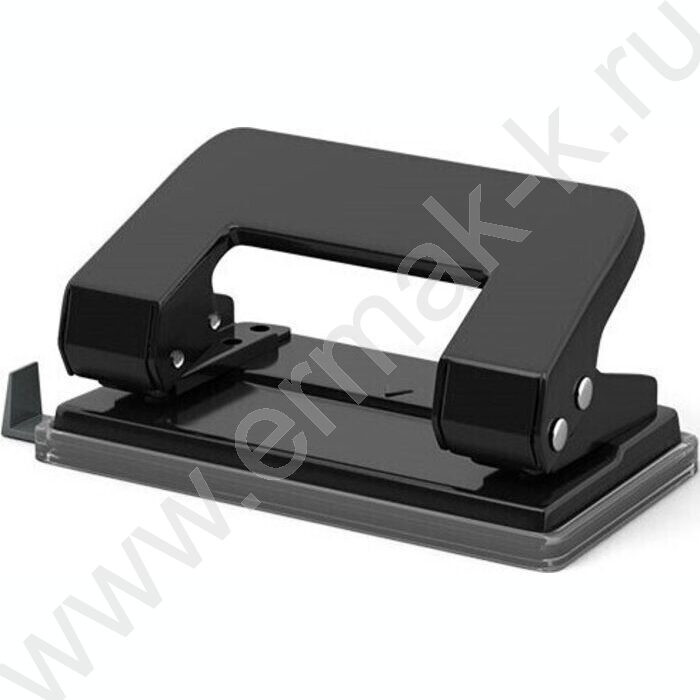 Дырокол  10л метал Quadro /линейка/ чёрный | Фото 1