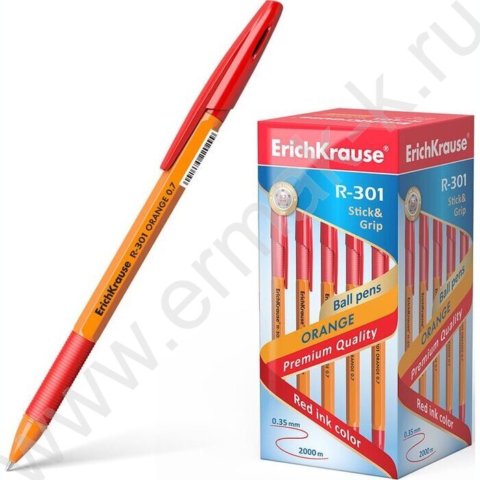 Ручка шар R-301 Orange Stick&Grip красная с резин.держателем | Фото 2