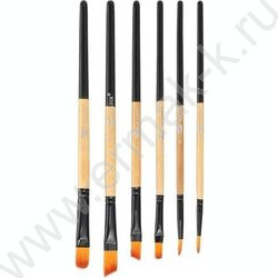 Кисть набор  6шт /нейлон художественные круглые+плоские/ европодвес | Фото 1