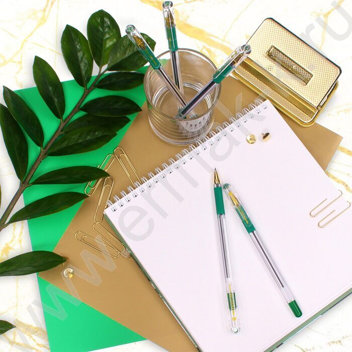 Ручка шар "MC Gold" на масл.основе зеленая /рез.держатель | Фото 6