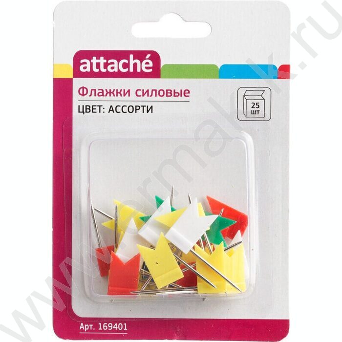 Кнопки силовые д/пробковых досок силовые Флажки/25шт | Фото 2