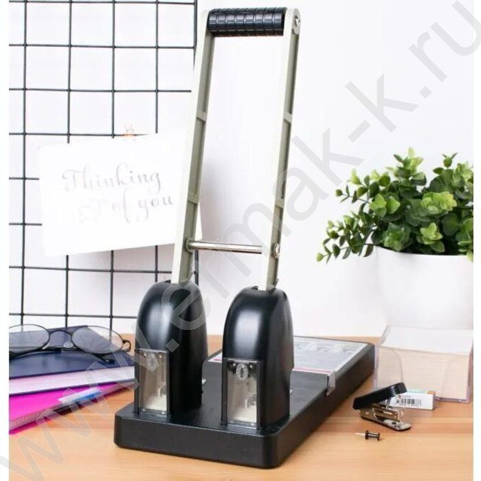 Дырокол 150л метал  /линейка/ черный/серый | Фото 9