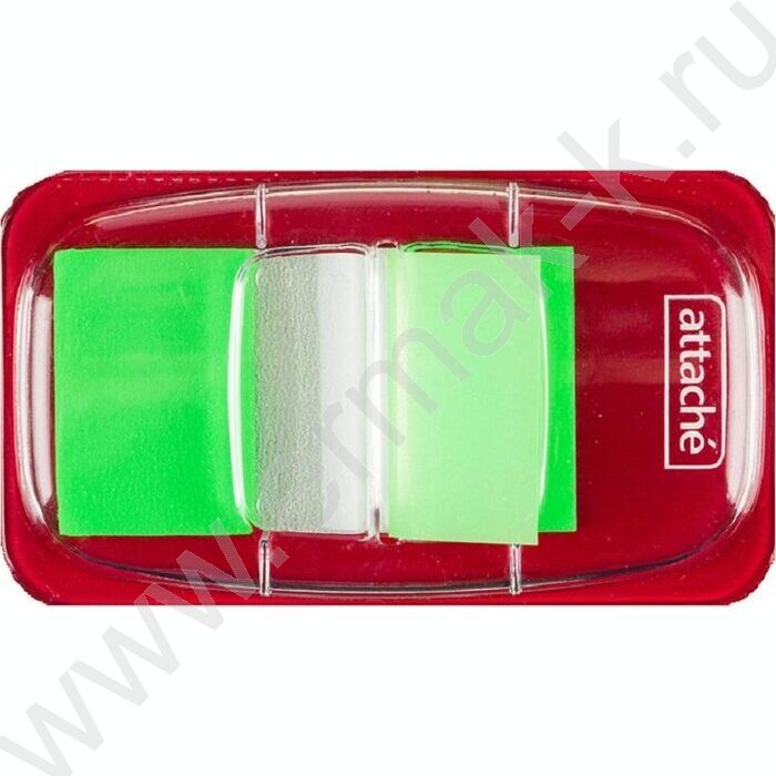 Набор самокл. этикеток-закладок 45*25мм 25шт /зеленые пластиковые в диспенсере | Фото 1