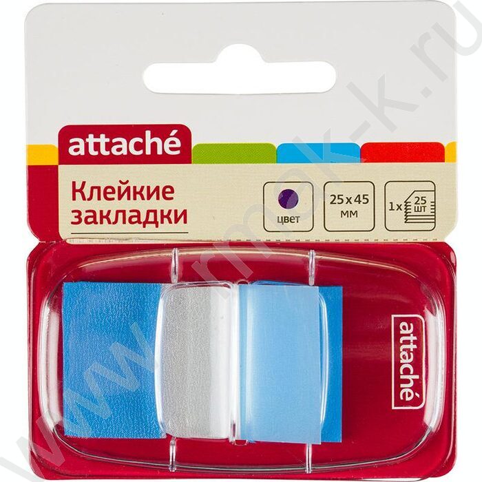 Набор самокл. этикеток-закладок 45*25мм 25шт /синие пластиковые в диспенсере | Фото 2