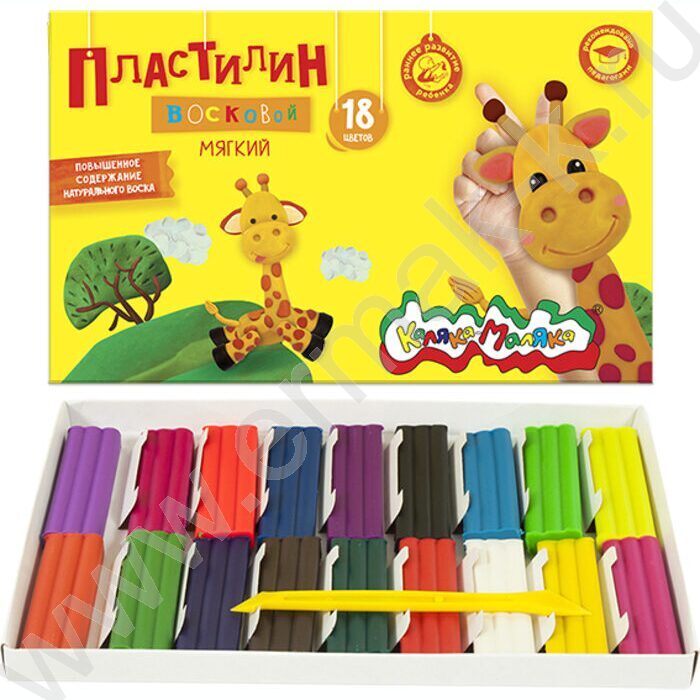 Пластилин восковой 18цв 270г Каляка-Маляка+стек | Фото 3