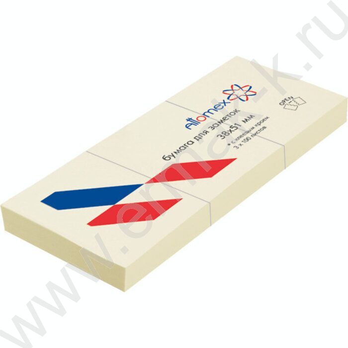 Бумага д/записей   38*51мм /100л жёлтая с липким краем (упакованы по3шт, цена за упаковку) | Фото 2