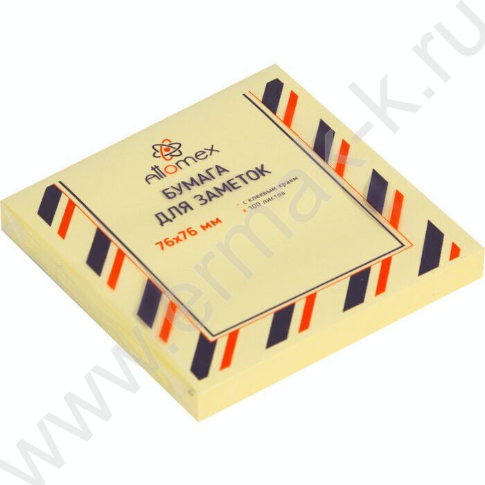 Бумага д/записей  76*76мм /100л, 75г/м², жёлтая с липким краем | Фото 2