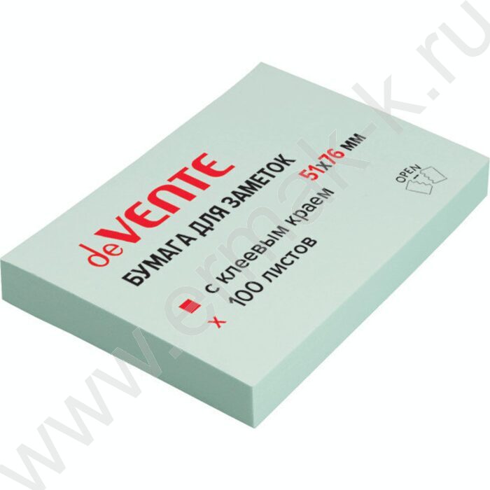 Бумага д/записей   51*76мм /100л, 75г/м², голубая с липким краем | Фото 1
