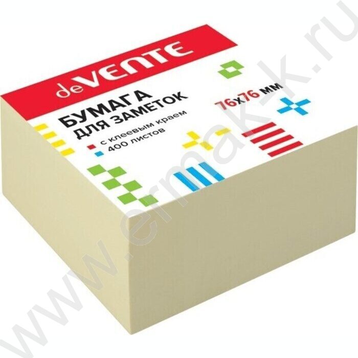Бумага д/записей  76*76мм /400л, 75г/м², жёлтая с липким краем | Фото 1