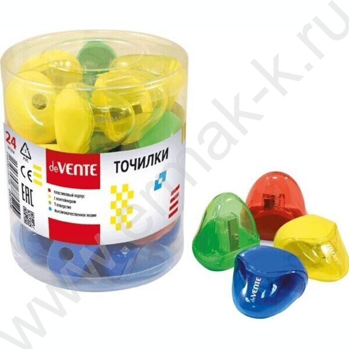 Точилка 1отв. пластик/с контейнером/ ассорти овальная в пластиковой тубе  | Фото 4