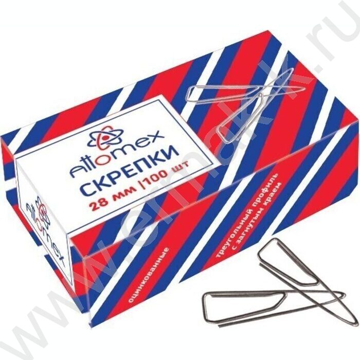 Скрепки 28мм /100шт оцинкованные треугольные с загнутым краем | Фото 1