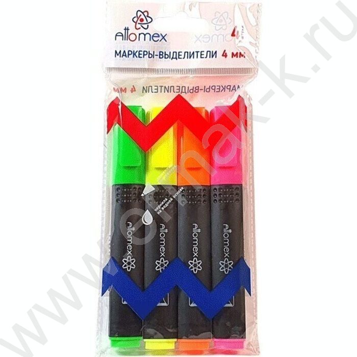 Текстовыделитель /набор  4цв/ 4мм косой европодвес | Фото 1