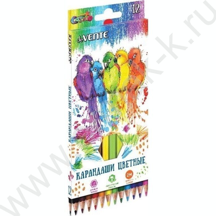 Карандаши  12цв Cosmo /шестигранные/ 2М, d грифеля-2,8мм европодвес | Фото 1