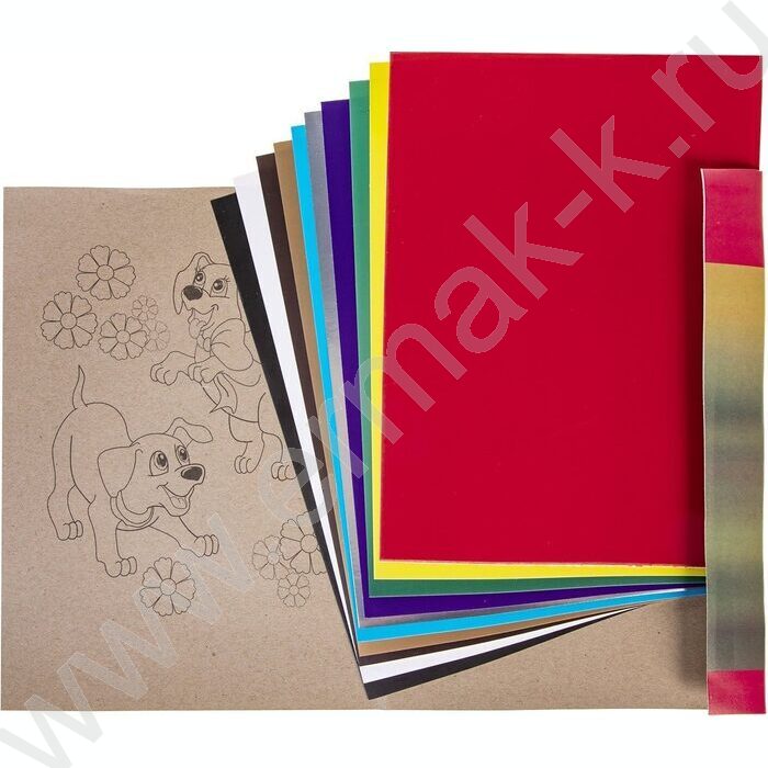 Картон цв. А4 10л/10цв Белый щенок | Фото 2