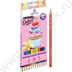 Карандаши пластиковые 12цв Dolce Vita /шестигранные /2М, d грифеля-2,65мм европодвес | Фото 1