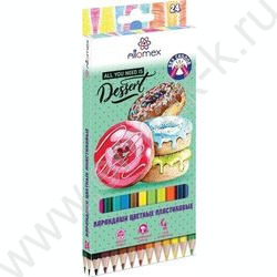 Карандаши пластиковые 24цв Dolce Vita /шестигранные /2М, d грифеля-2,65мм европодвес | Фото 1