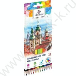 Карандаши акварельные 12цв /шестигранные/ М, d грифеля-3мм европодвес | Фото 1