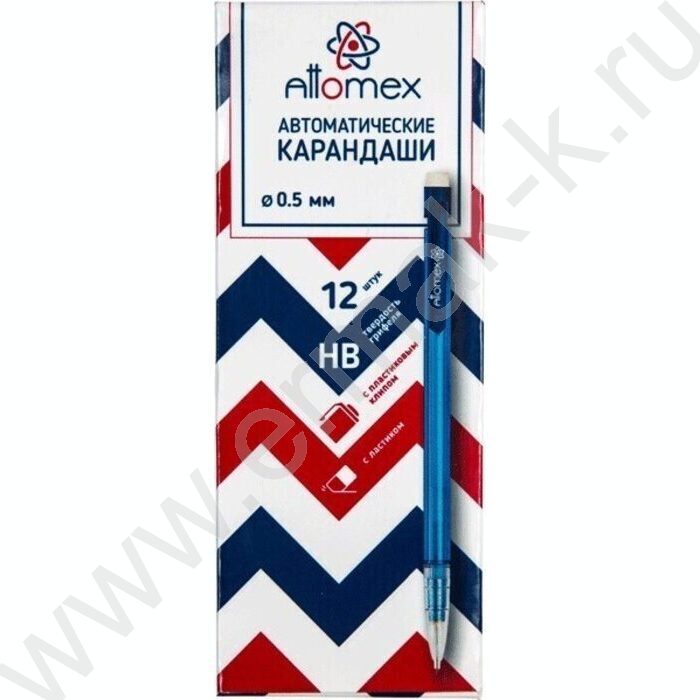 Карандаш механический 0,5мм НВ с ластиком полупр.корпус,пл.держатель,синий корпус | Фото 2