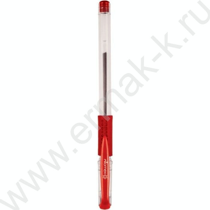 Ручка гелевая красная 0,5мм /прозр.корпус, металл.наконечник, резин.держатель | Фото 2