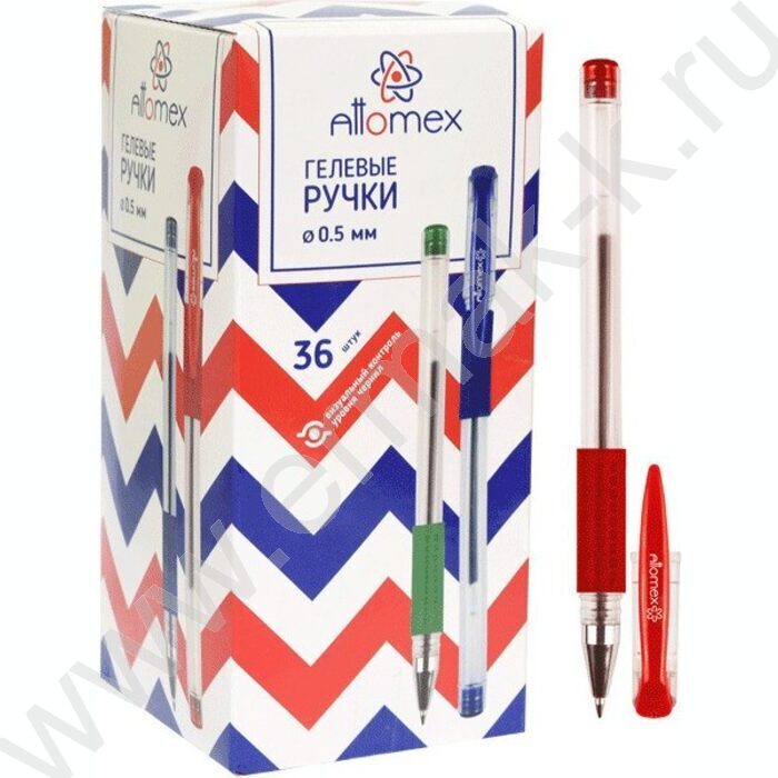 Ручка гелевая красная 0,5мм /прозр.корпус, металл.наконечник, резин.держатель | Фото 3