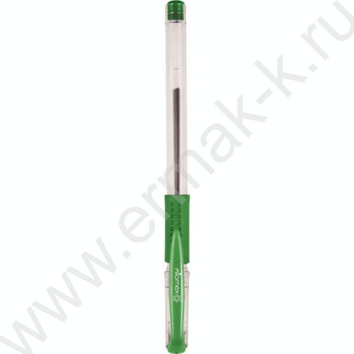 Ручка гелевая зеленая 0,5мм /прозр.корпус,металл.наконечник,резин.держатель/ | Фото 2