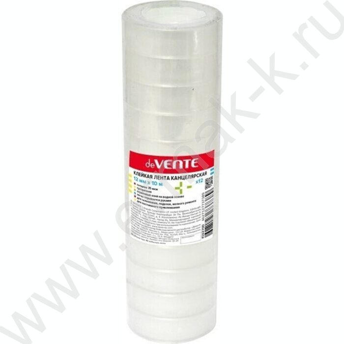 Скотч 12*10 прозр. 35мкм. пластиковая втулка | Фото 1