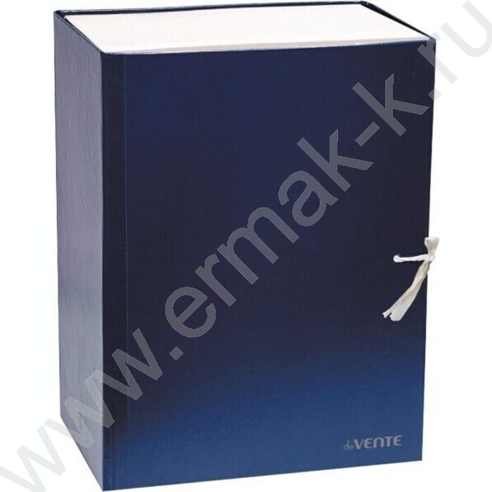 Короб архивный 200мм б/вин синий 2 завязки складной | Фото 1