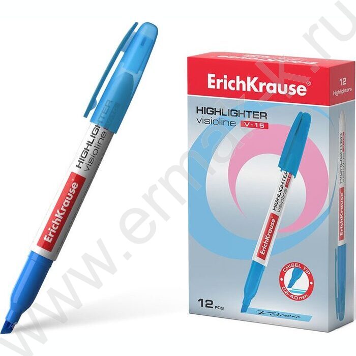 Текстовыделитель /голубой/ 4мм косой Visioline V-15 Neon   | Фото 2