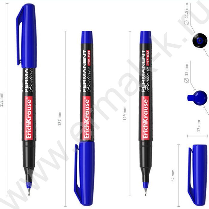 Маркер перм. линер /синий/ 0,6мм FP-50  | Фото 4