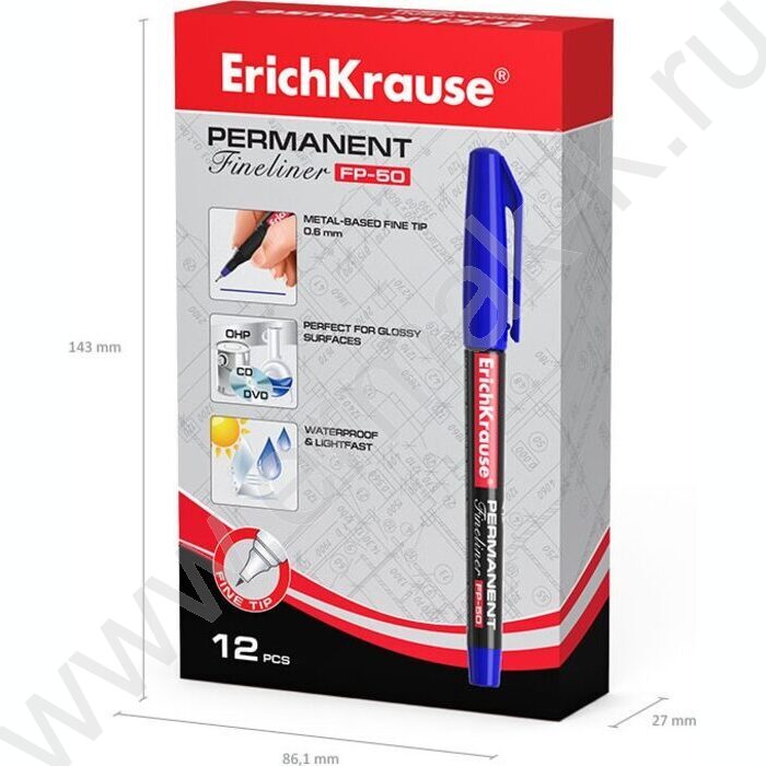 Маркер перм. линер /синий/ 0,6мм FP-50  | Фото 5