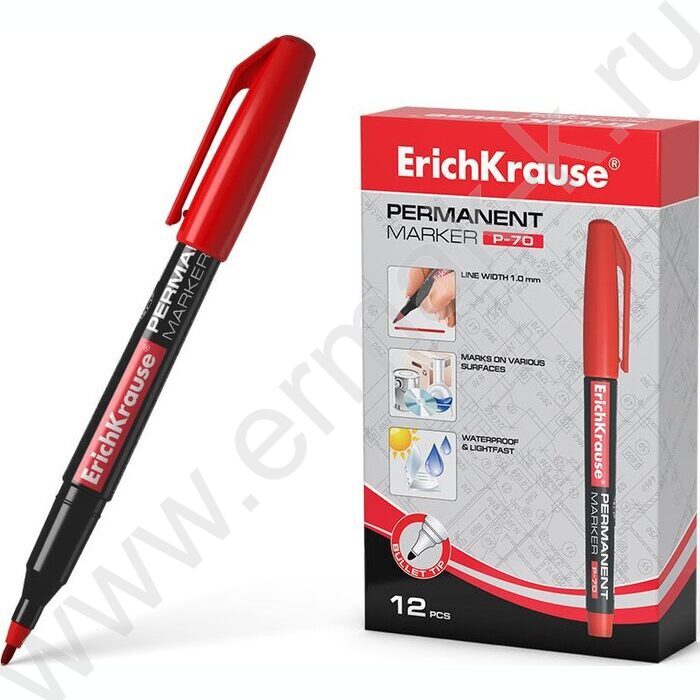 Маркер перм. CD,DVD, OHP пленка /красный/ 1мм круг P-70   | Фото 2