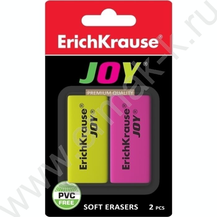Ластик цветной прямоугольный "Joy" набор 2шт блистер | Фото 2
