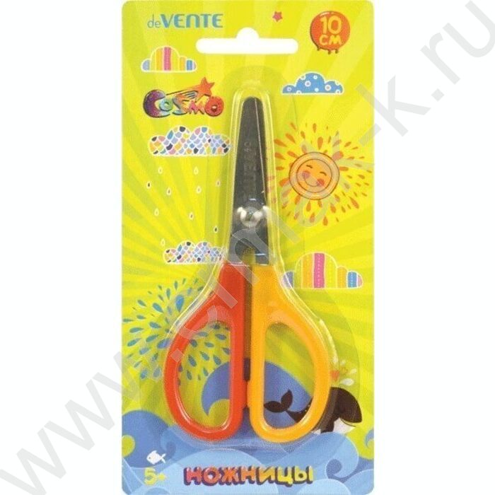 Ножницы 10см детские Cosmo пл.разноцветные кольца блистер | Фото 1