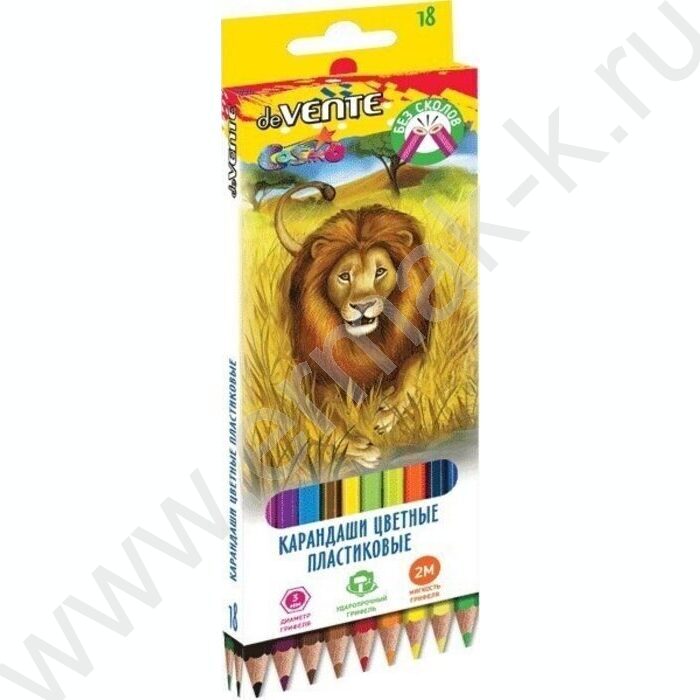 Карандаши пластиковые 18цв Животный мир /шестигранные / 2М, d грифеля-3мм европодвес | Фото 1