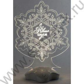 Подставка световая "Снежинка" 22.5*19см 7 LED SMD3528 3хААА (не в компл.) Тепло-белый