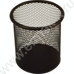 Подставка д/каранд. и ручек 8*8*9,8см круглая, метал. черная | Фото 1