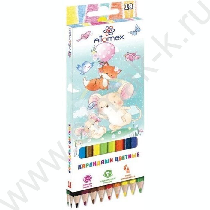 Карандаши  18цв Zoo /шестигранные/ М, d грифеля-2,65мм европодвес | Фото 1