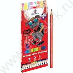 Карандаши пластиковые 12цв Be cool /шестигранные / 2М, d грифеля-2,65мм европодвес | Фото 1