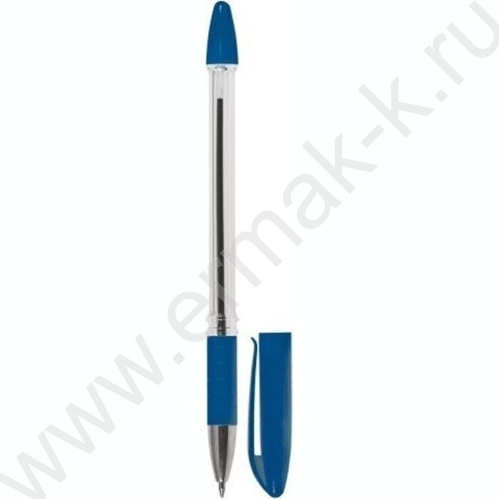 Ручка шар 0,7мм синяя/пр.корпус,с каучуковым держателем | Фото 1