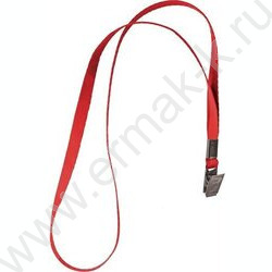 Лента для бейджа  40см текстильная с металлическим клипом /красная | Фото 1
