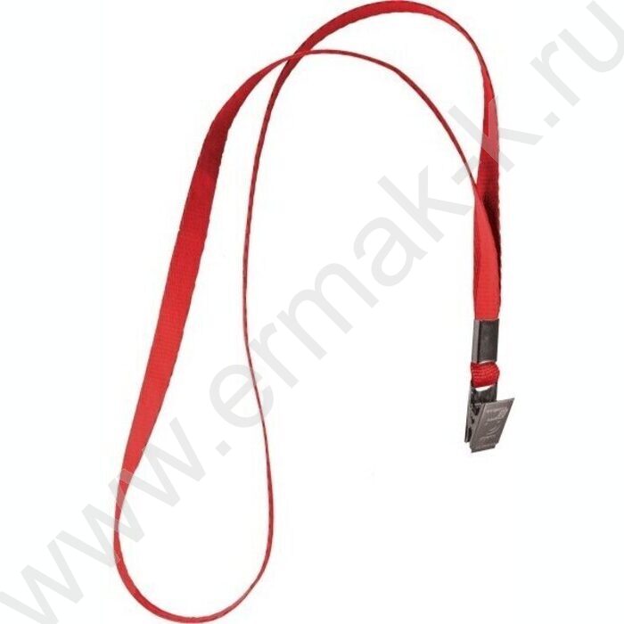 Лента для бейджа  40см текстильная с металлическим клипом /красная | Фото 1