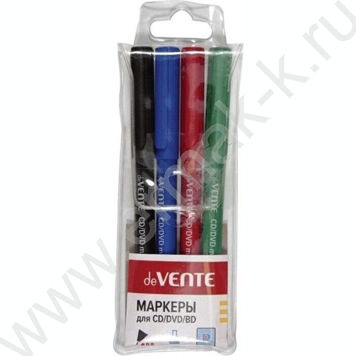 Маркер перм. CD,DVD /набор  4цв/ 0,5мм круг, грипп, капиллярные наконечники, блистер, европодвес | Фото 1