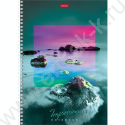 Тетрадь  80л А4 клетка/спираль/тв.обл. "Impressions" 4вида | Фото 1