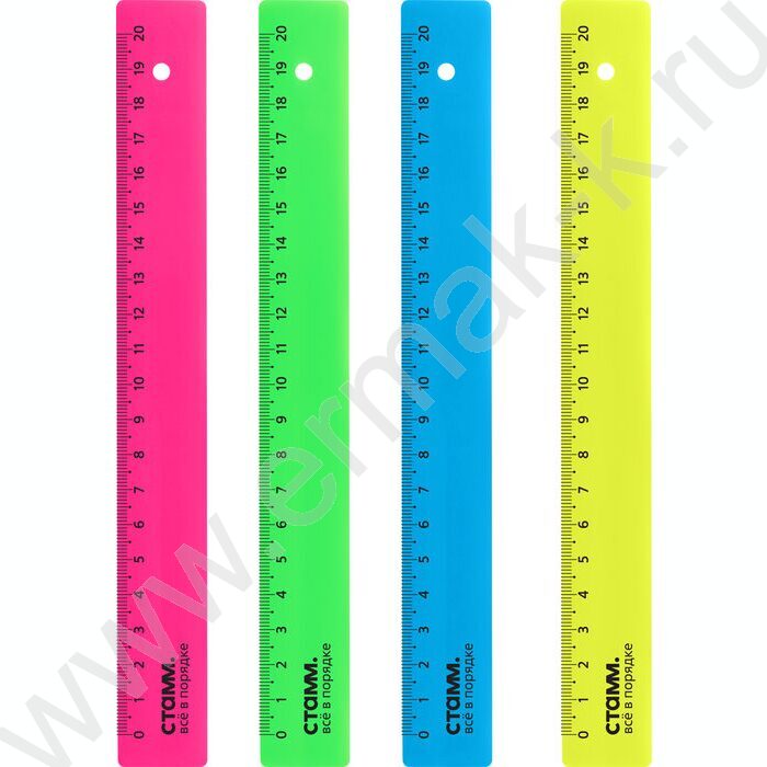 Линейка пл 20см неон/ ассорти | Фото 1